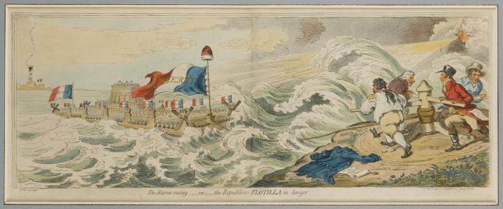 caricature de James Gillray, "the storm rising", collections départementales du Pas-de-Calais