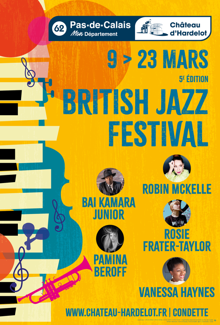 Affiche du British Jazz Festival présentant les différents artistes venant  pour cette occasion au château 